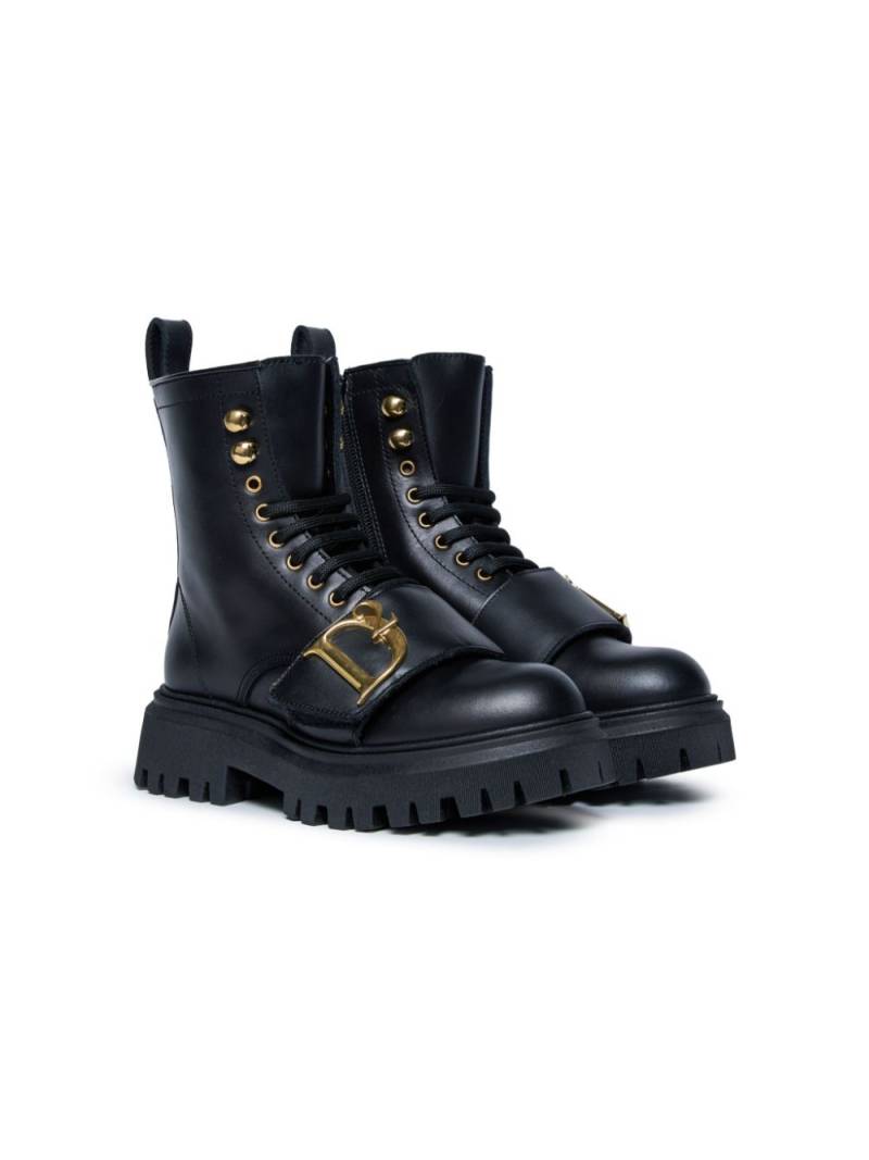 DSQUARED2 KIDS ankle leather boots - Black von DSQUARED2 KIDS