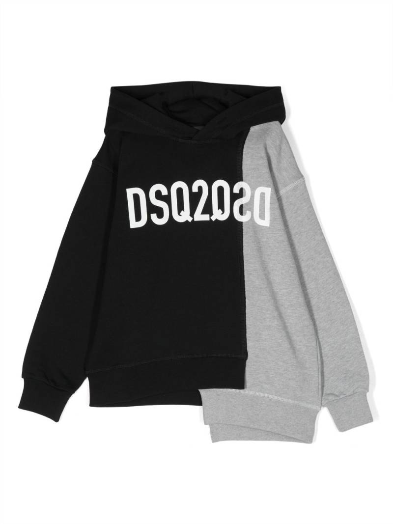 DSQUARED2 KIDS asymmetric logo-print hoodie - Black von DSQUARED2 KIDS