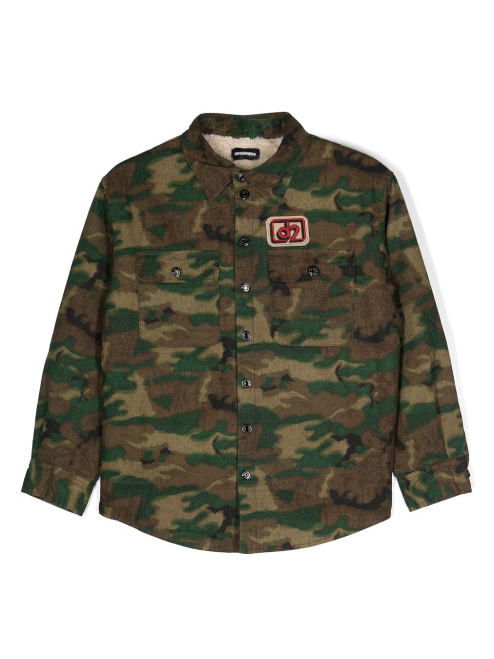 DSQUARED2 KIDS camouflage-pattern logo-patch shirt - Green von DSQUARED2 KIDS