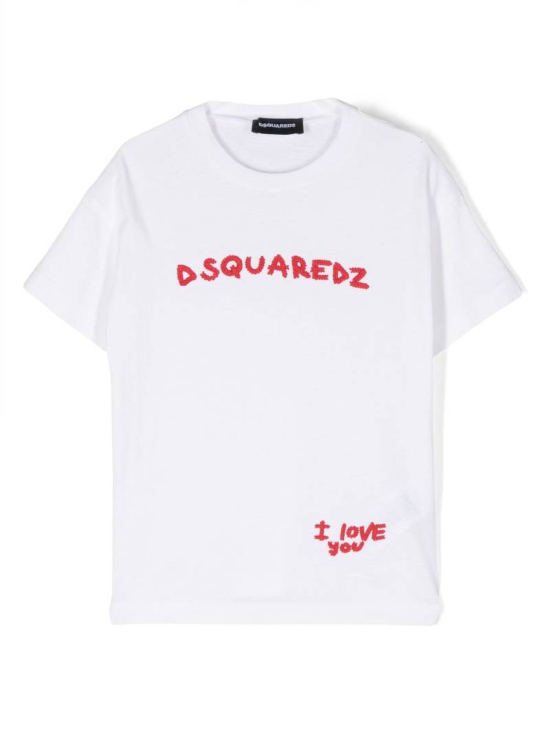 DSQUARED2 KIDS embroidered-logo cotton T-shirt - White von DSQUARED2 KIDS