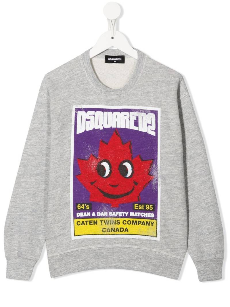 DSQUARED2 KIDS graphic-print mélange-effect sweatshirt - Grey von DSQUARED2 KIDS