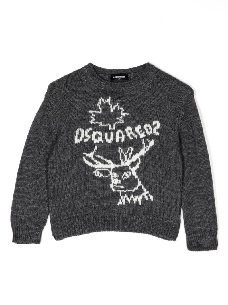 DSQUARED2 KIDS intarsia-knit logo crew-neck jumper - Grey von DSQUARED2 KIDS