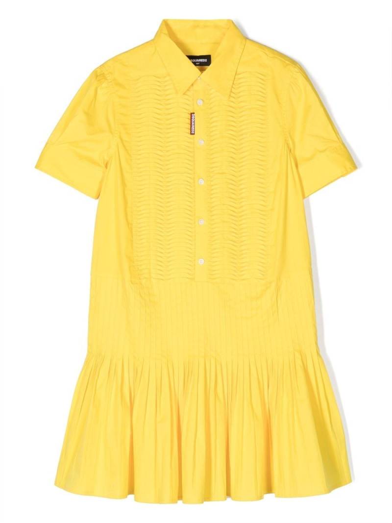 DSQUARED2 KIDS knife-pleated buttoned shirt dress - Yellow von DSQUARED2 KIDS