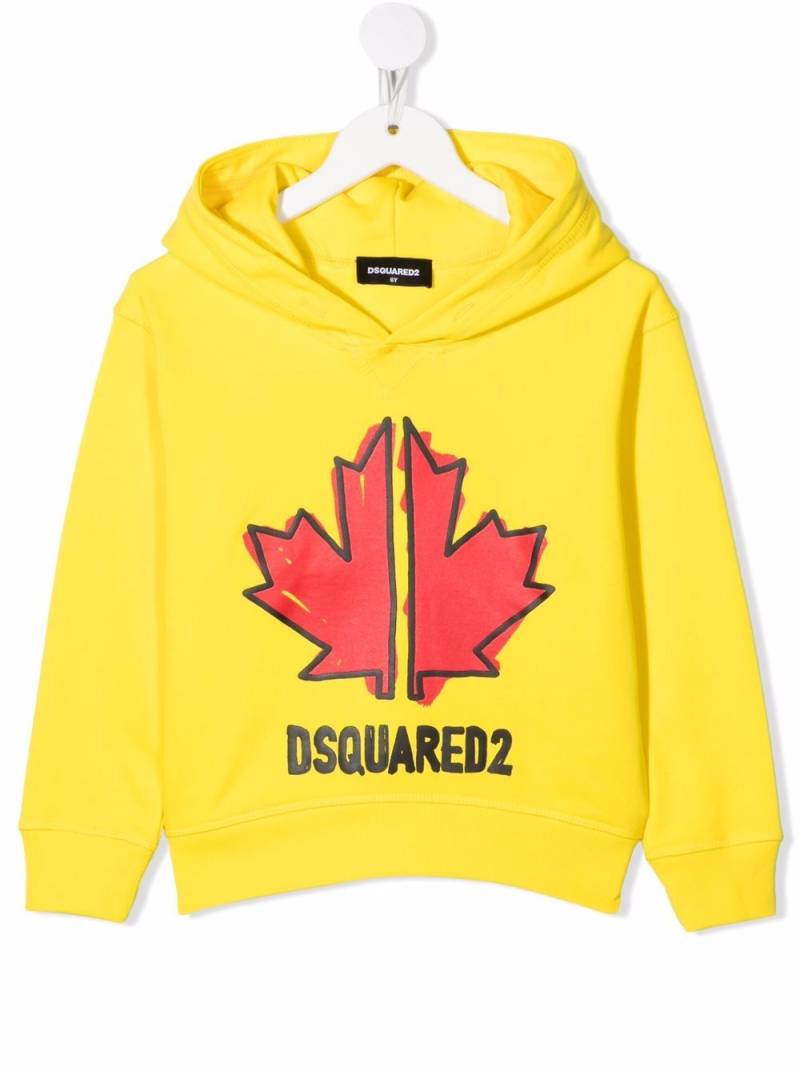 DSQUARED2 KIDS leaf-print hoodie - Yellow von DSQUARED2 KIDS