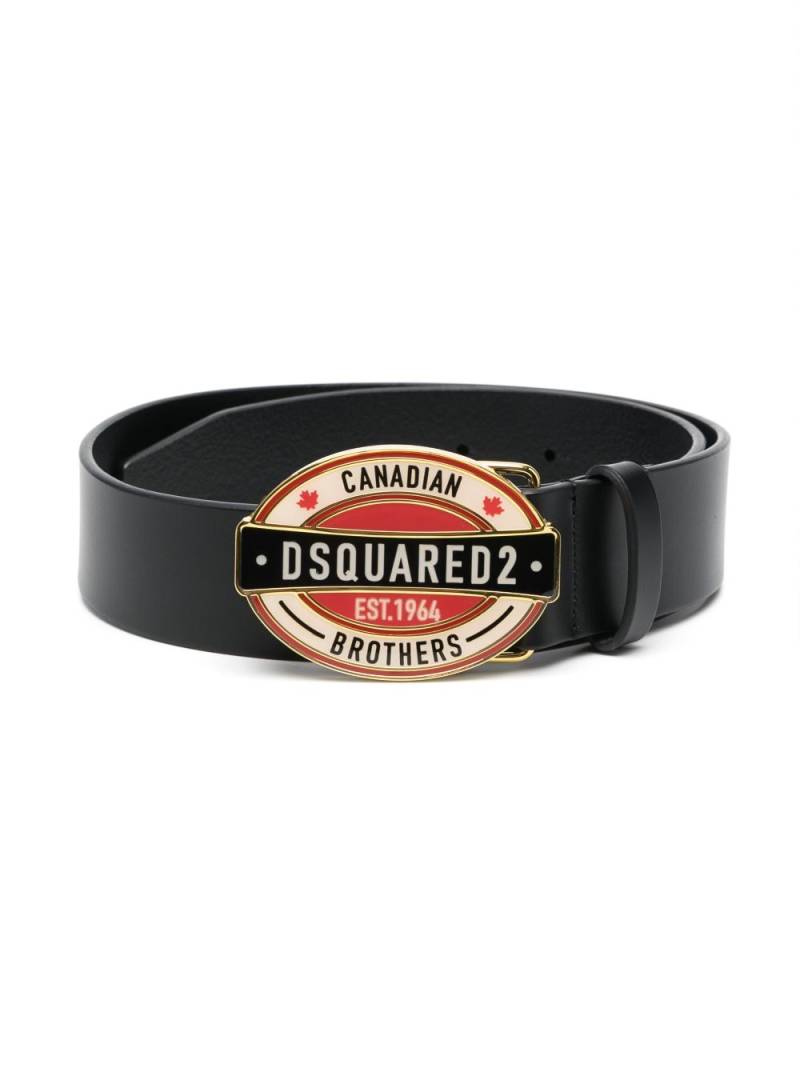 DSQUARED2 KIDS logo-buckle leather belt - Black von DSQUARED2 KIDS