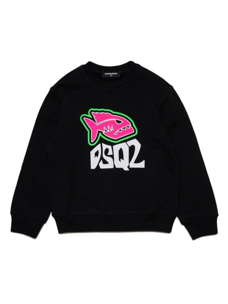 DSQUARED2 KIDS logo-flocked cotton sweatshirt - Black von DSQUARED2 KIDS