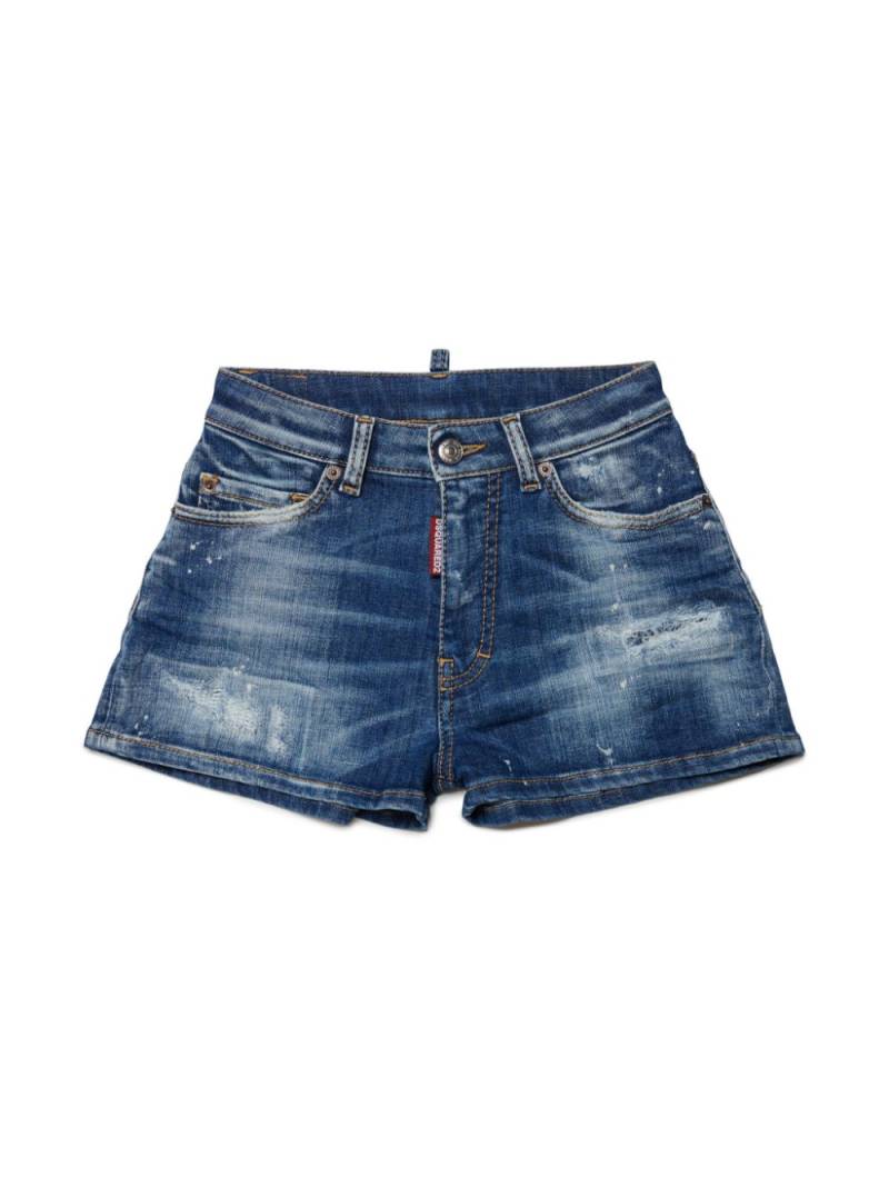 DSQUARED2 KIDS logo-patch distressed denim shorts - Blue von DSQUARED2 KIDS