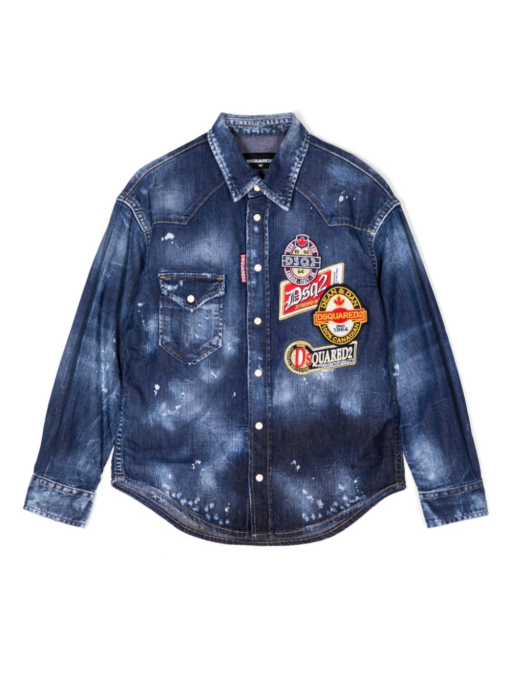 DSQUARED2 KIDS logo-patches cotton shirt - Blue von DSQUARED2 KIDS