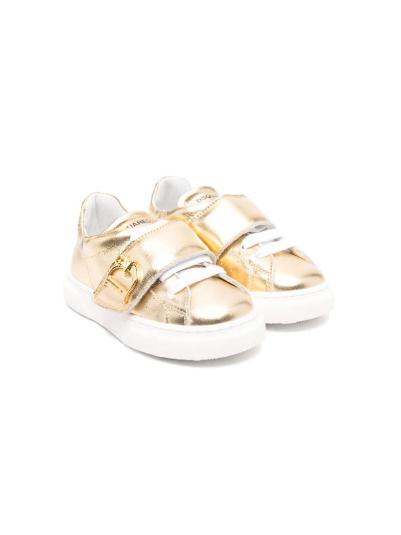 DSQUARED2 KIDS logo-plaque leather sneakers - Gold von DSQUARED2 KIDS