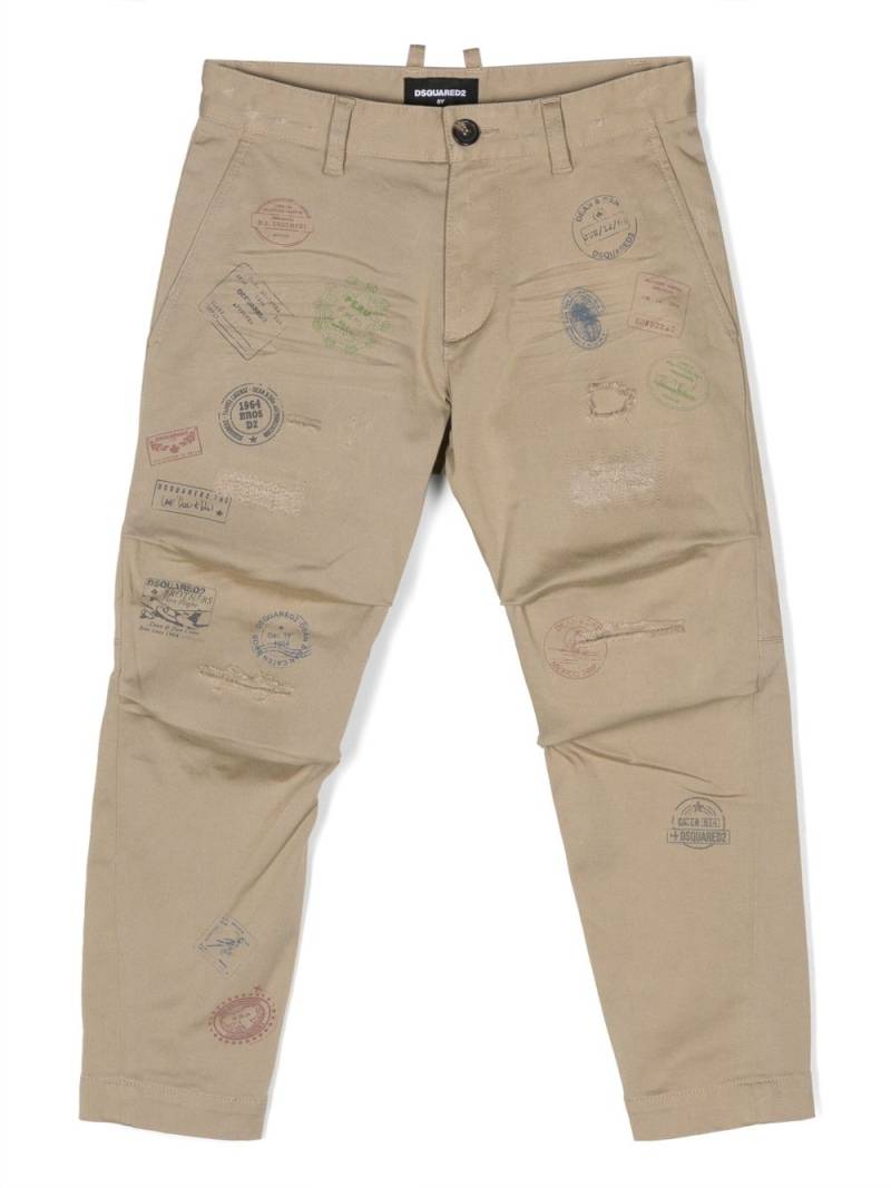 DSQUARED2 KIDS logo-print casual trousers - Neutrals von DSQUARED2 KIDS