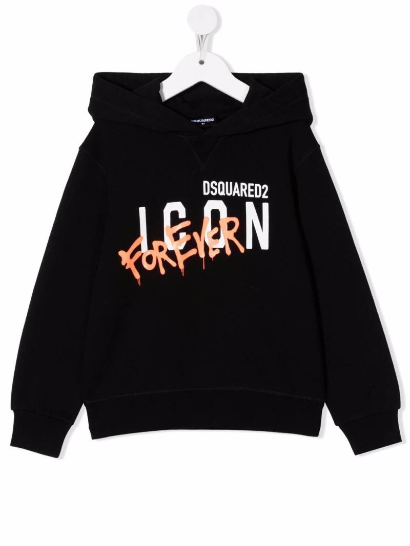 DSQUARED2 KIDS logo-print cotton hoodie - Black von DSQUARED2 KIDS