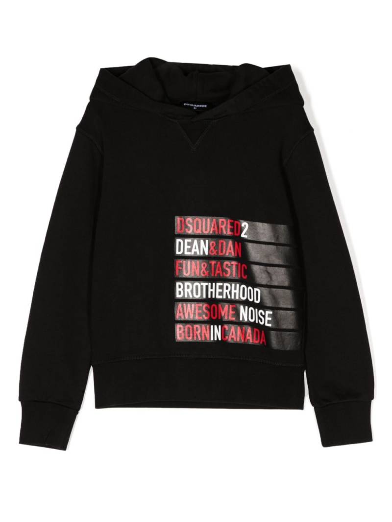 DSQUARED2 KIDS logo-print cotton hoodie - Black von DSQUARED2 KIDS