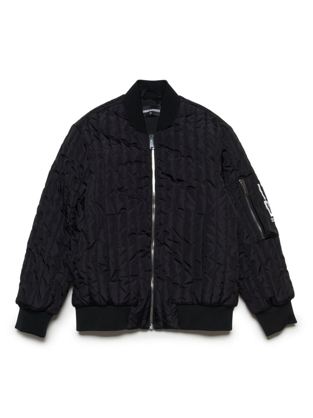 DSQUARED2 KIDS logo-print crinkled bomber jacket - Black von DSQUARED2 KIDS