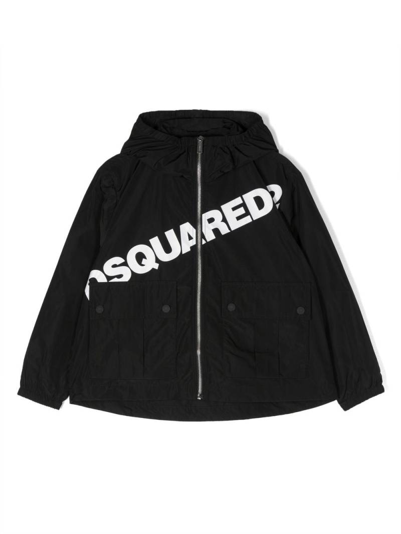 DSQUARED2 KIDS logo-print hooded windbreaker - Black von DSQUARED2 KIDS