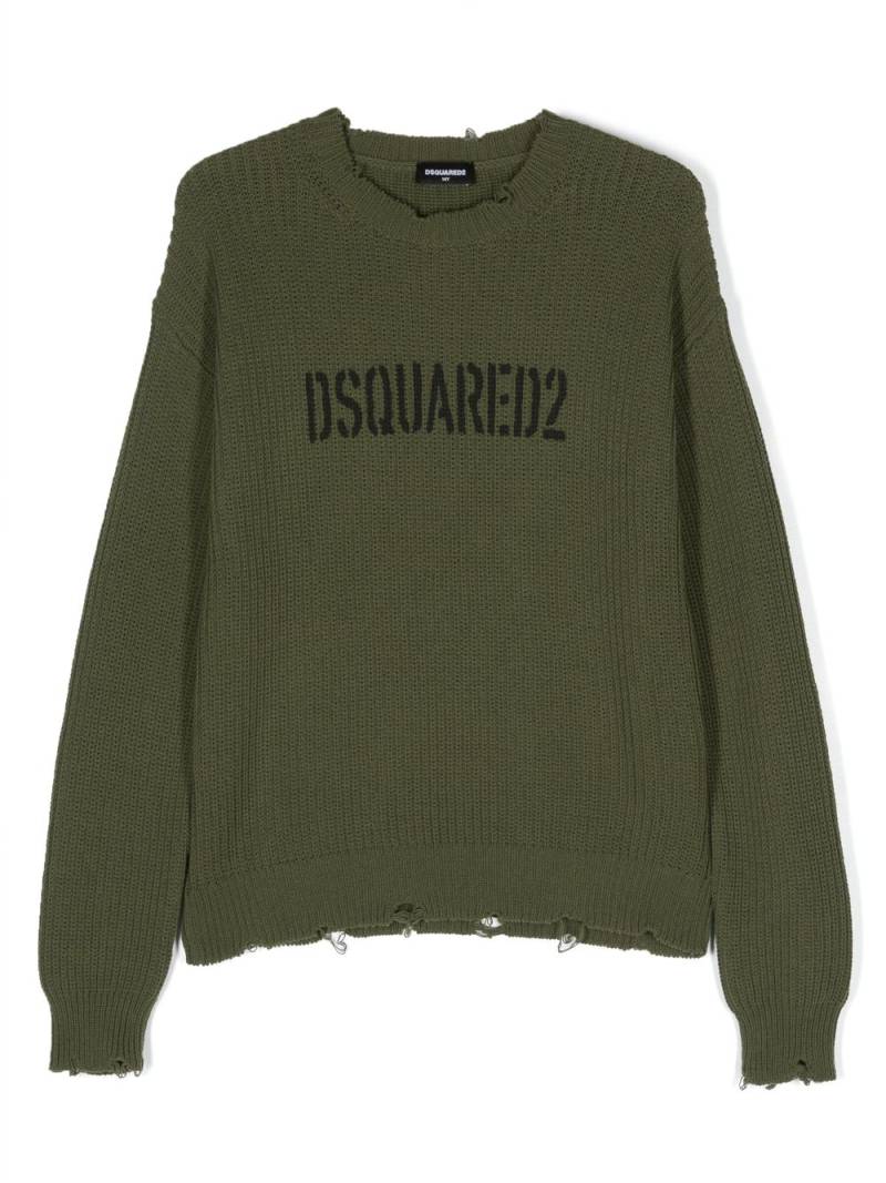 DSQUARED2 KIDS logo-print knitted top - Green von DSQUARED2 KIDS