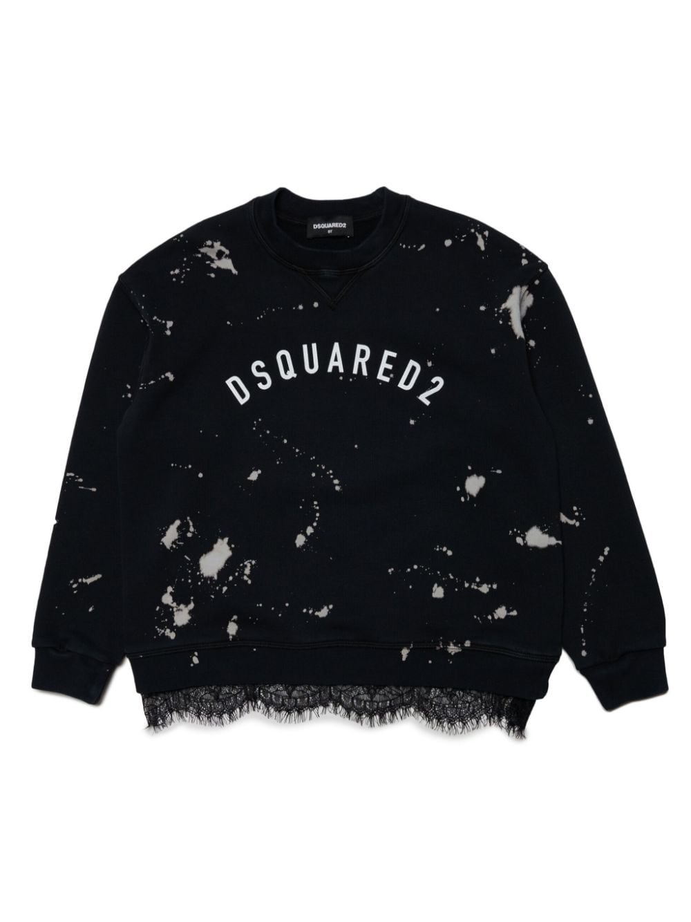 DSQUARED2 KIDS logo-print lace-trim sweatshirt - Black von DSQUARED2 KIDS