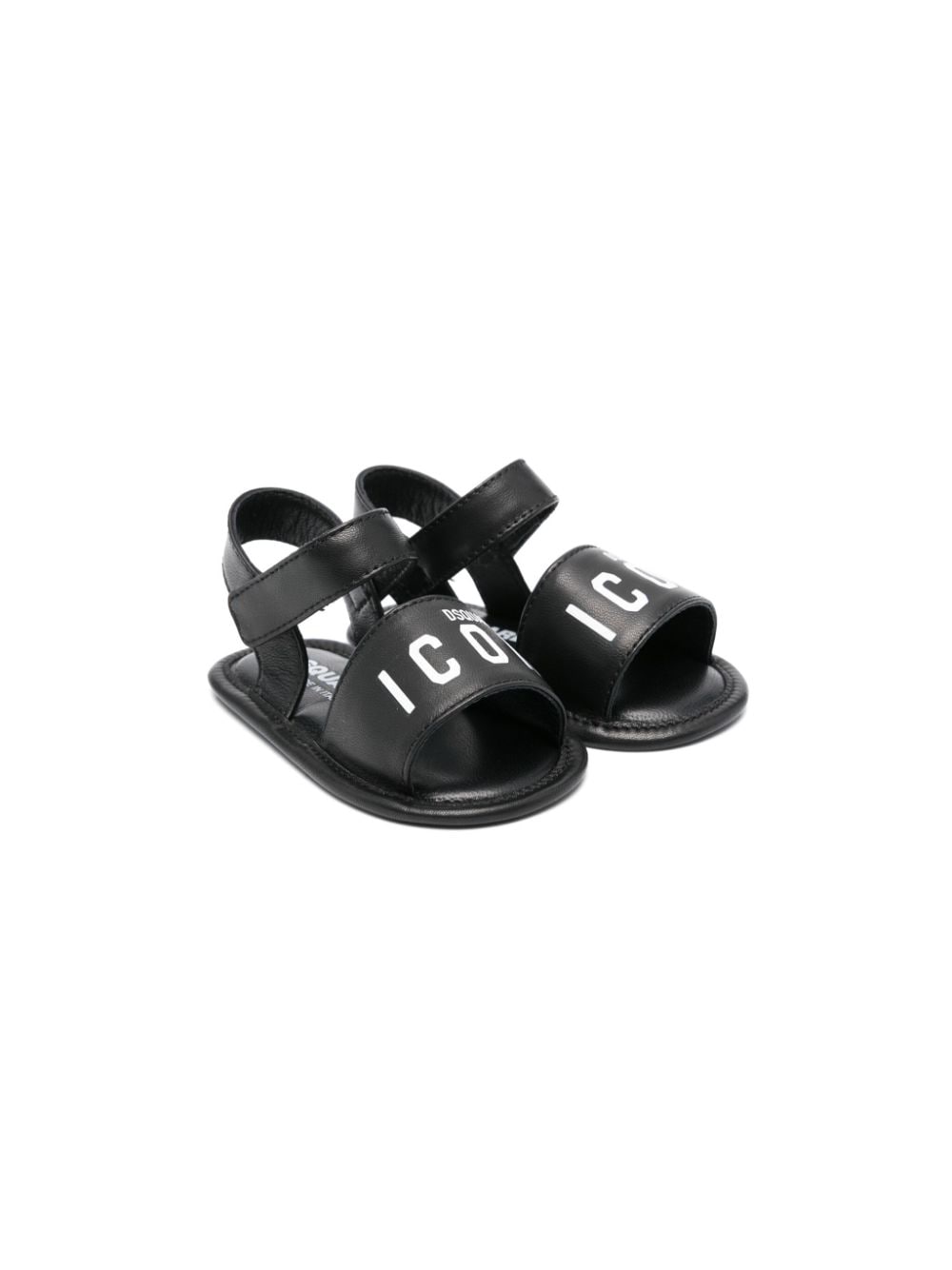 DSQUARED2 KIDS logo-print leather sandals - Black von DSQUARED2 KIDS