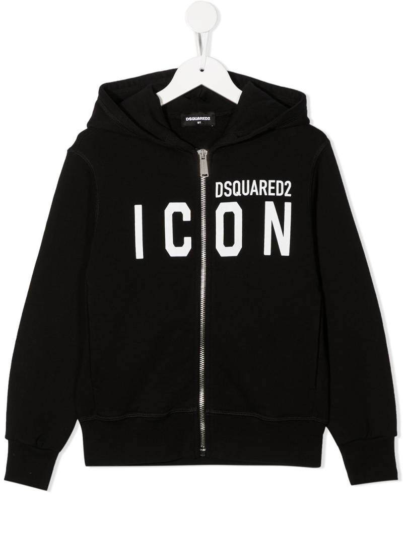 DSQUARED2 KIDS logo-print zip-up hoodie - Black von DSQUARED2 KIDS