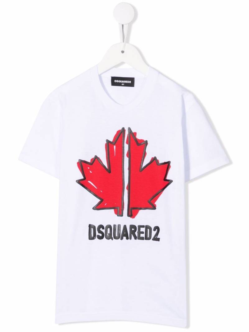 DSQUARED2 KIDS maple-leaf print T-shirt - White von DSQUARED2 KIDS