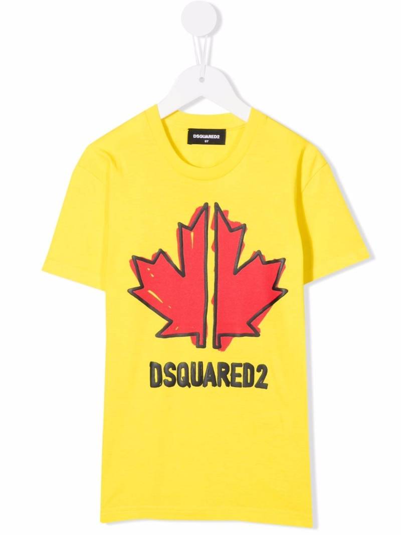 DSQUARED2 KIDS maple-leaf print T-shirt - Yellow von DSQUARED2 KIDS