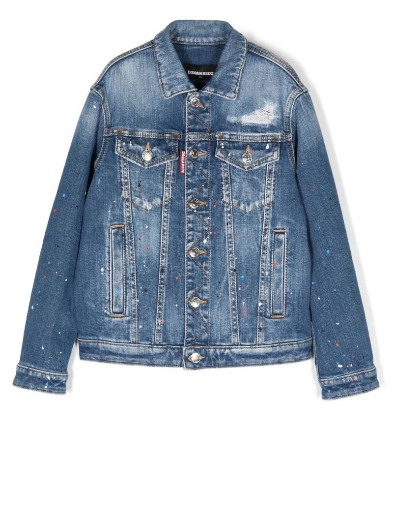 DSQUARED2 KIDS paint splatter-detail denim jacket - Blue von DSQUARED2 KIDS