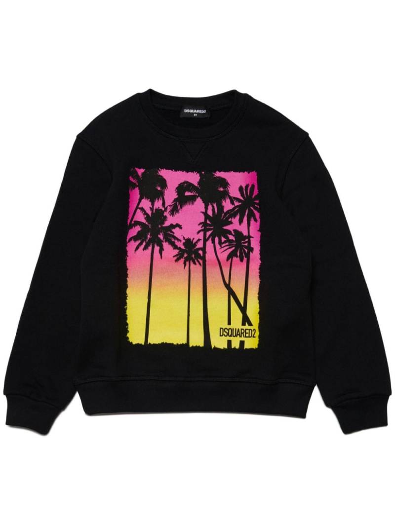 DSQUARED2 KIDS palm tree-print cotton sweatshirt - Black von DSQUARED2 KIDS