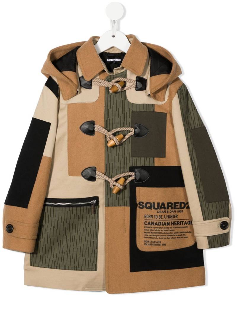 DSQUARED2 KIDS patchwork duffle coat - Brown von DSQUARED2 KIDS