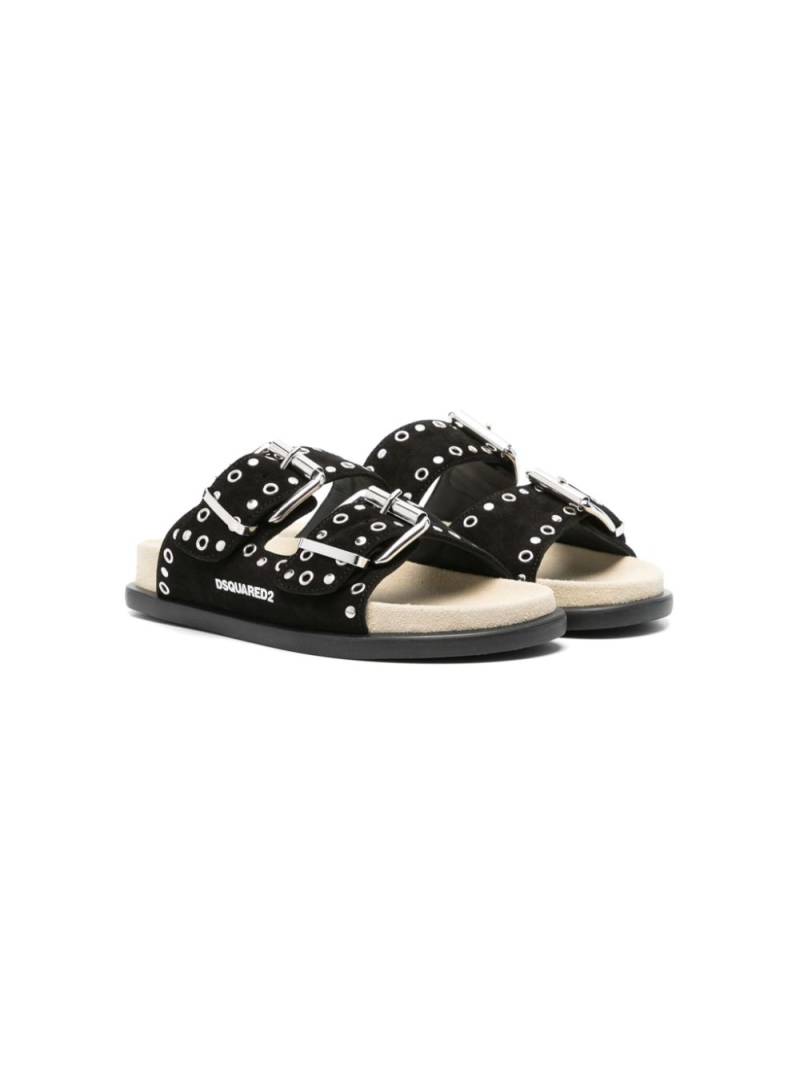 DSQUARED2 KIDS stud-embellished suede slides - Black von DSQUARED2 KIDS