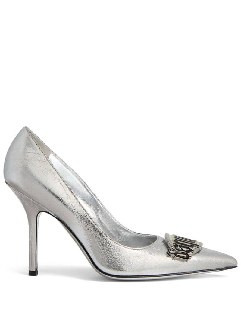 DSQUARED2 100mm logo-plaque leather pumps - Silver von DSQUARED2