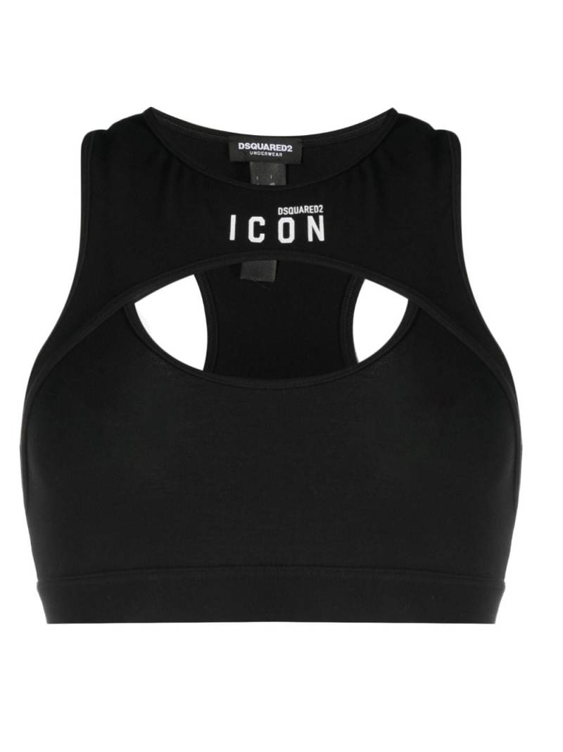 DSQUARED2 Be Icon cut-out sports bra - Black von DSQUARED2