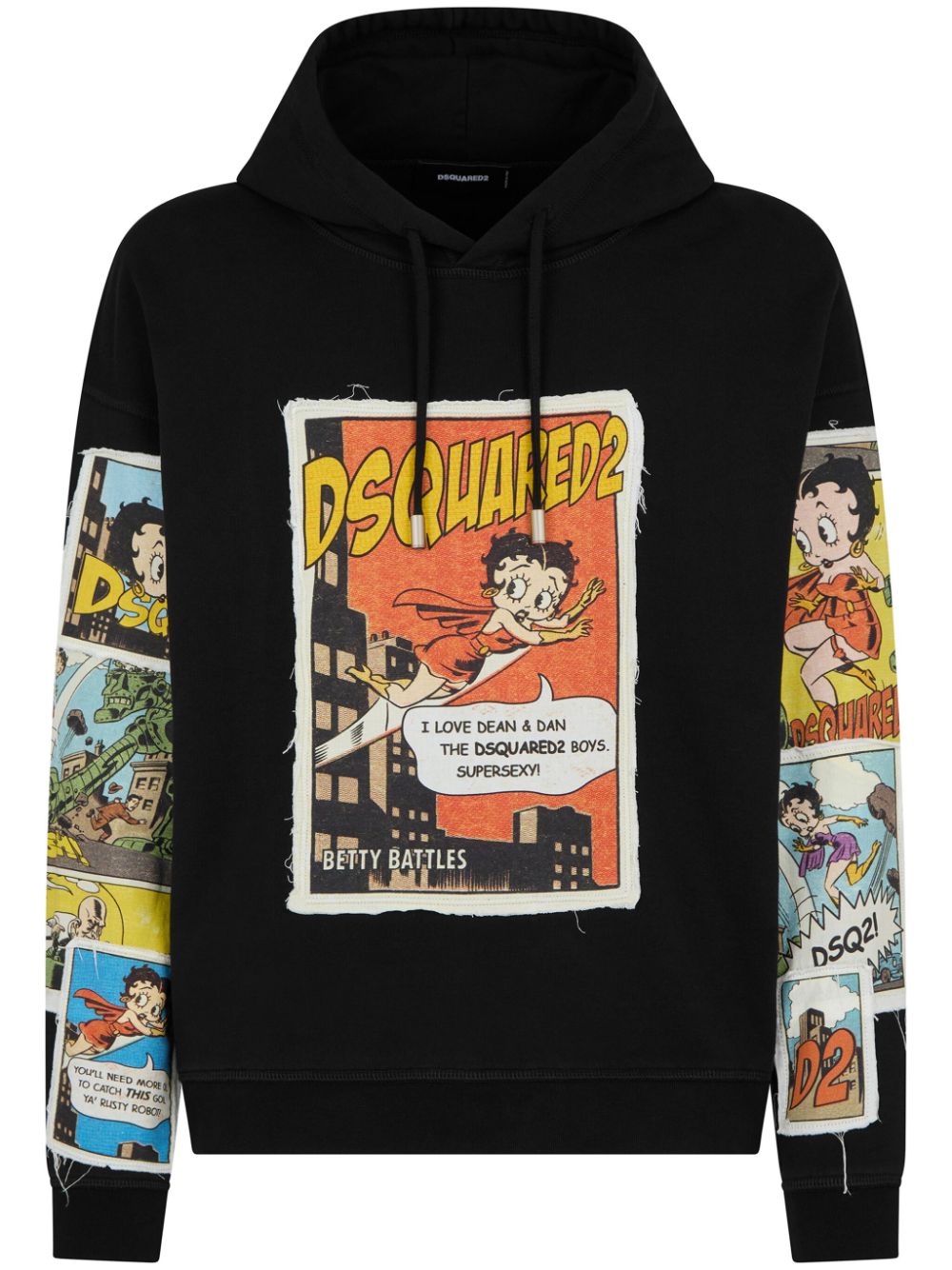 DSQUARED2 Betty Boop appliquéd hoodie - Black von DSQUARED2