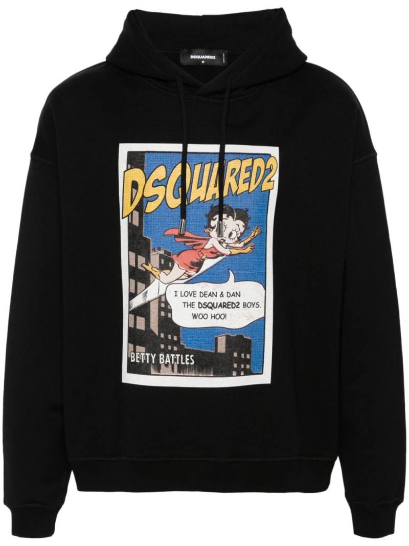 DSQUARED2 Betty Boop cotton hoodie - Black von DSQUARED2