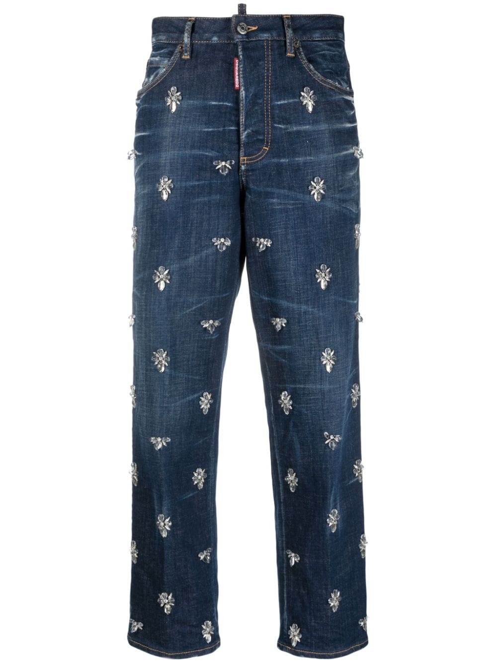 DSQUARED2 Crystal Flies high-rise cropped jeans - Blue von DSQUARED2