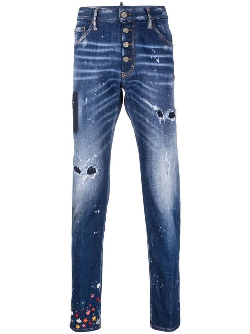 DSQUARED2 Ditsy ripped slim-fit jeans - Blue von DSQUARED2