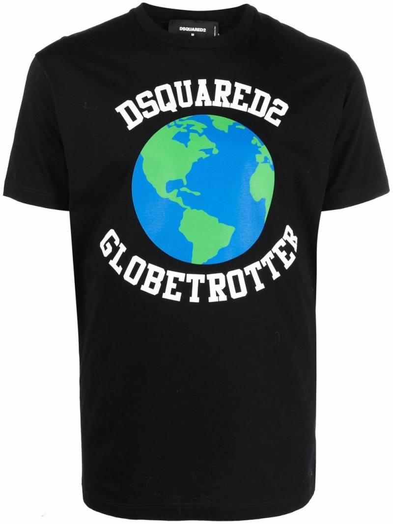 DSQUARED2 Globetrotter logo-print T-shirt - Black von DSQUARED2