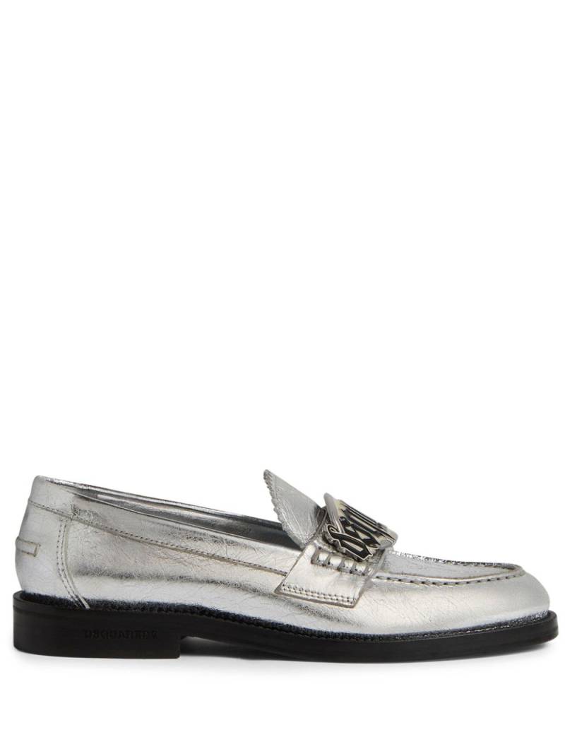 DSQUARED2 Gothic metallic-finish leather loafers - Silver von DSQUARED2