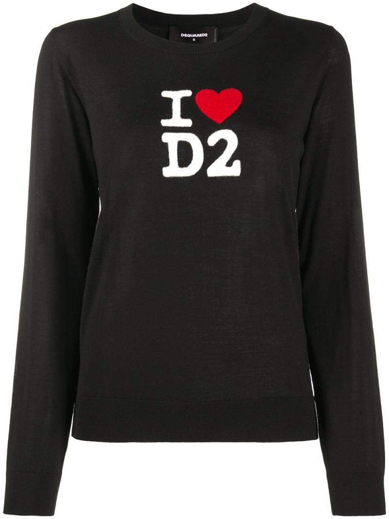 DSQUARED2 I Love D2 wool jumper - Black von DSQUARED2