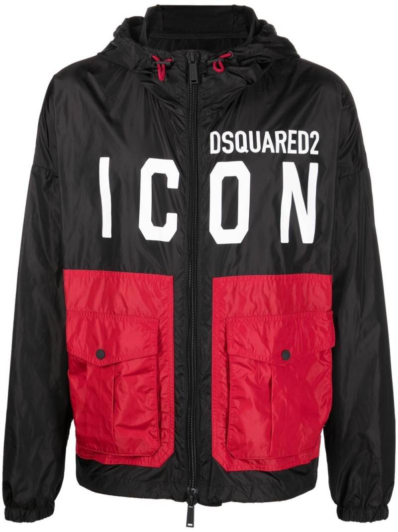 DSQUARED2 Icon colour-block logo-print jacket - Black von DSQUARED2