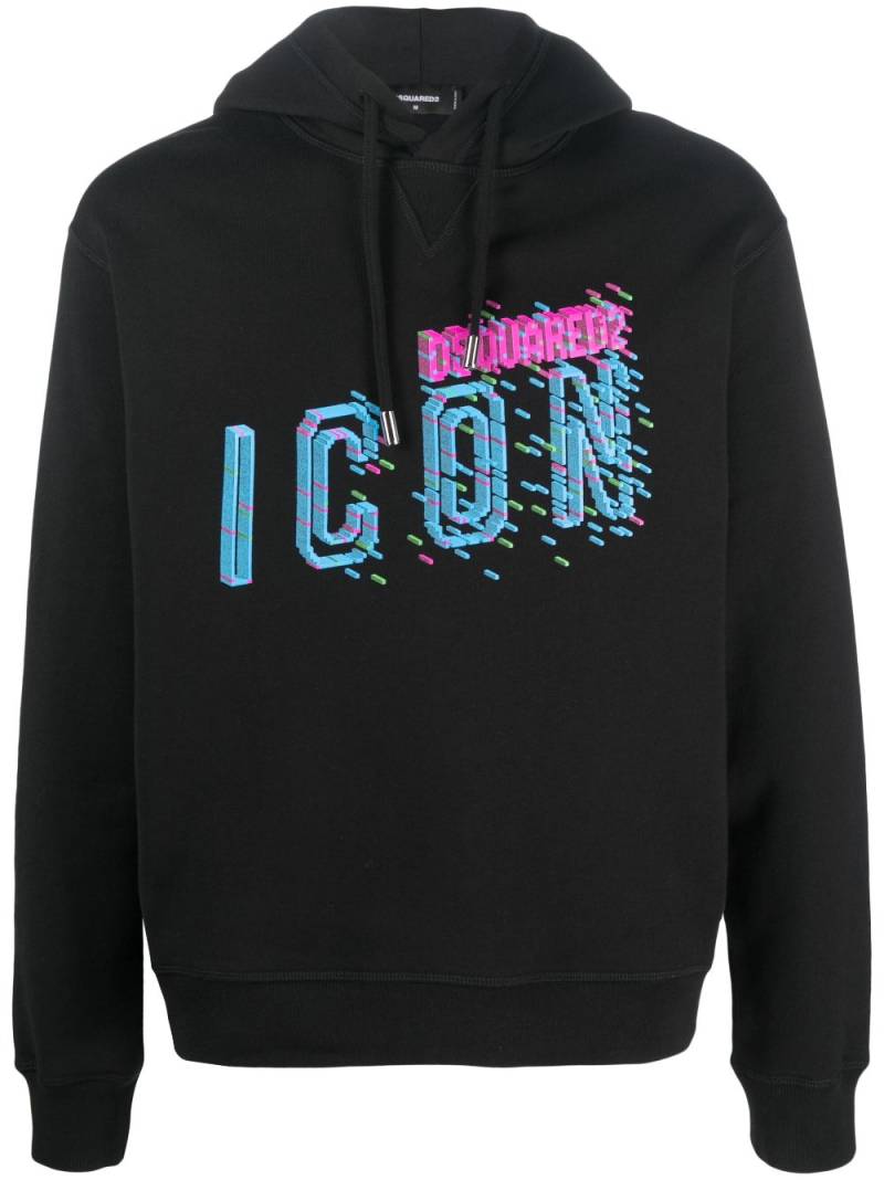 DSQUARED2 Icon-print cotton hoodie - Black von DSQUARED2