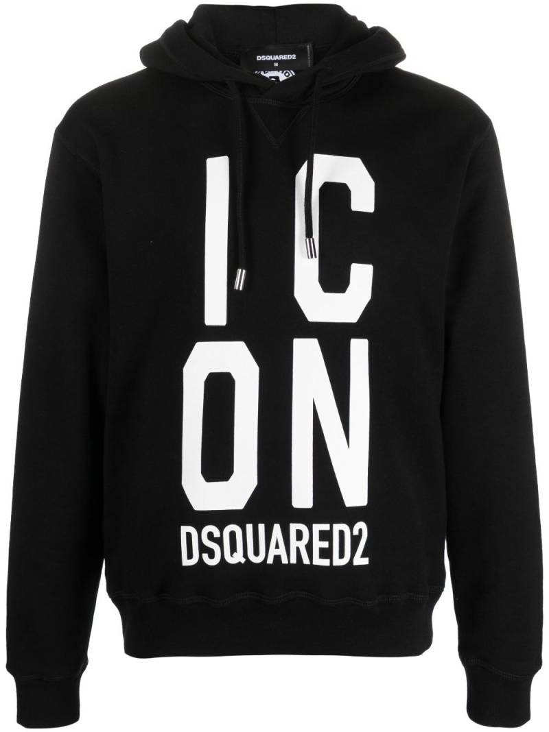 DSQUARED2 Icon-print cotton hoodie - Black von DSQUARED2