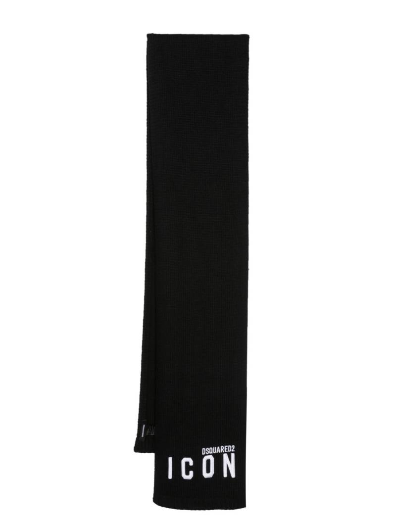 DSQUARED2 Icon-print fine-knit scarf - Black von DSQUARED2