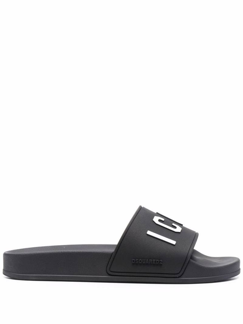 DSQUARED2 Icon-print slip-on slides - Black von DSQUARED2