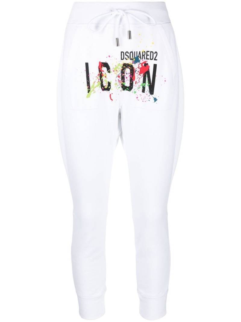 DSQUARED2 Icon splatter-print cotton track pants - White von DSQUARED2