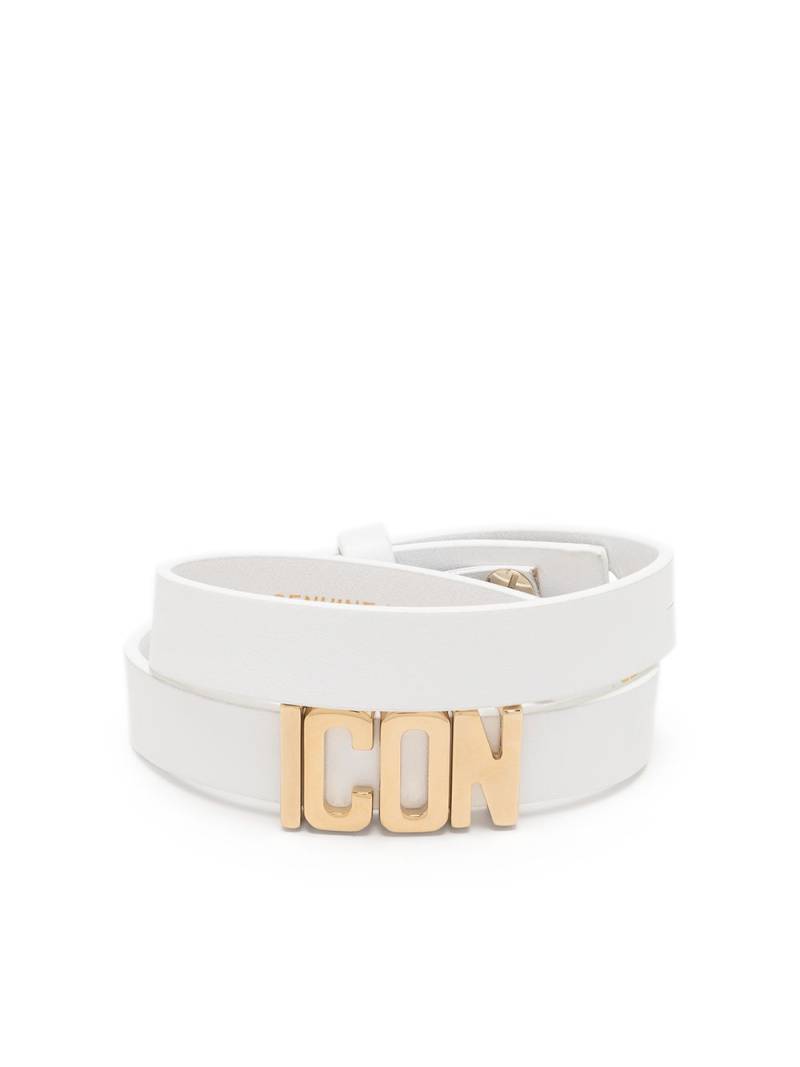 DSQUARED2 Icon wraparound leather bracelet - White von DSQUARED2