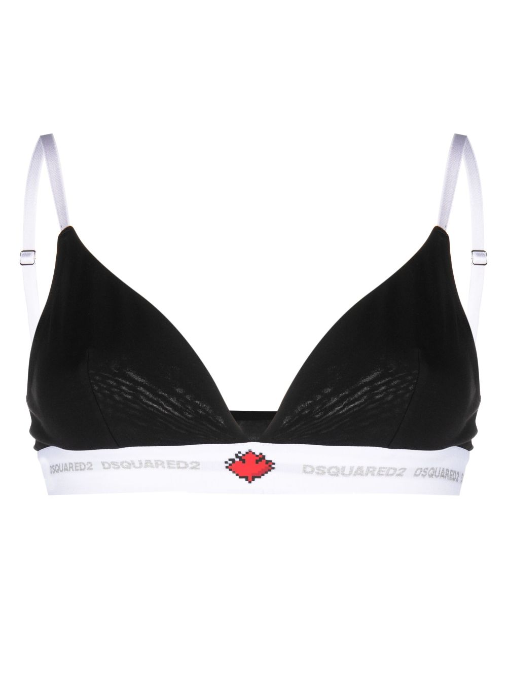 DSQUARED2 Leaf-print logo-waistband bra - Black von DSQUARED2