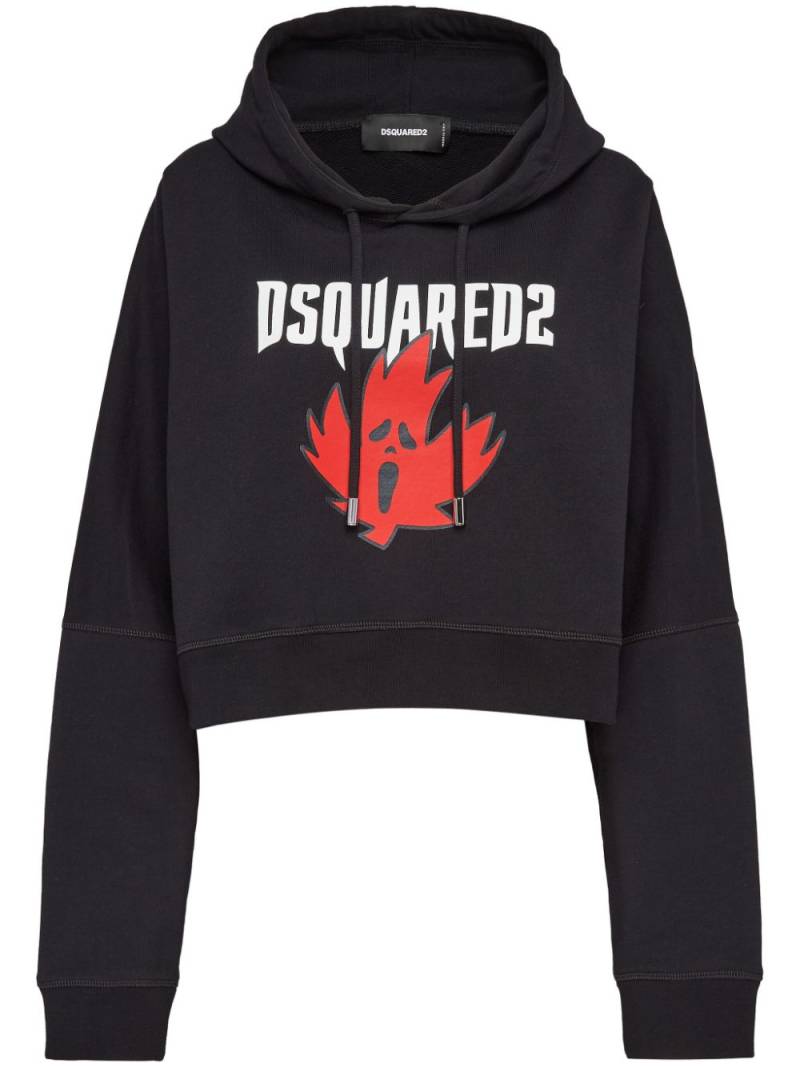 DSQUARED2 Maple Leaf cotton hoodie - Black von DSQUARED2