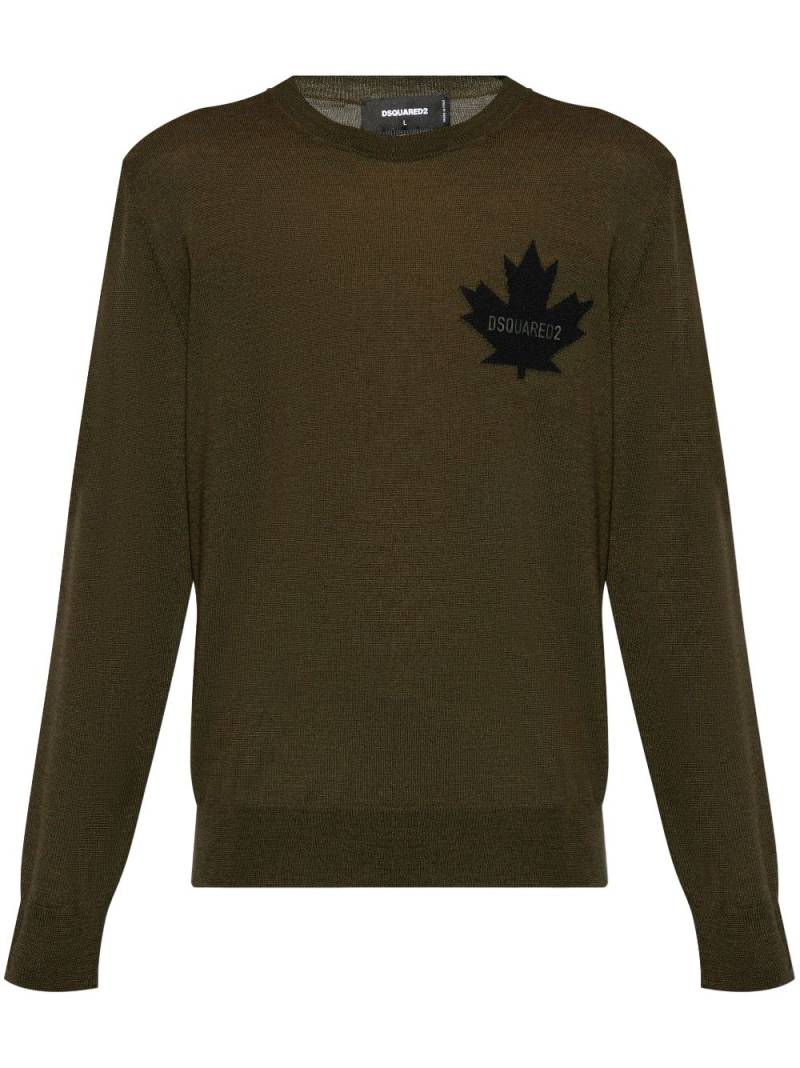 DSQUARED2 Maple Leaf-intarsia jumper - Green von DSQUARED2