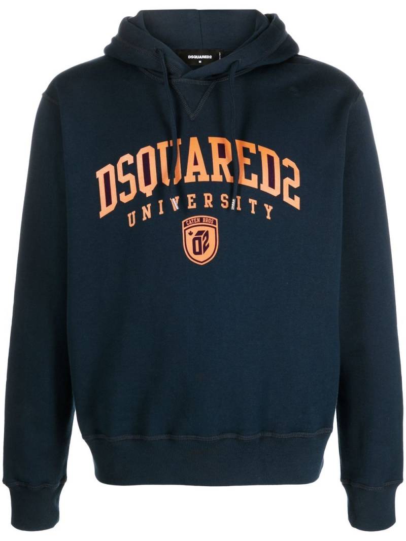 DSQUARED2 University-print drawstring hoodie - Blue von DSQUARED2