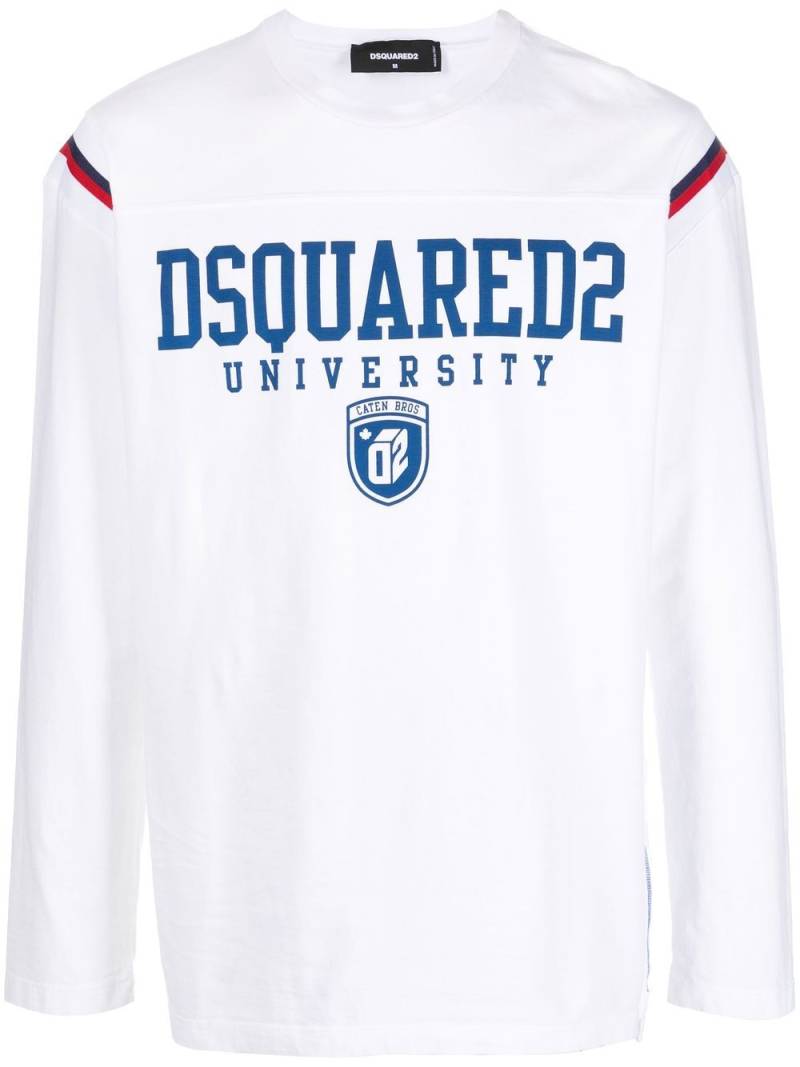 DSQUARED2 University-print long-sleeve T-shirt - White von DSQUARED2