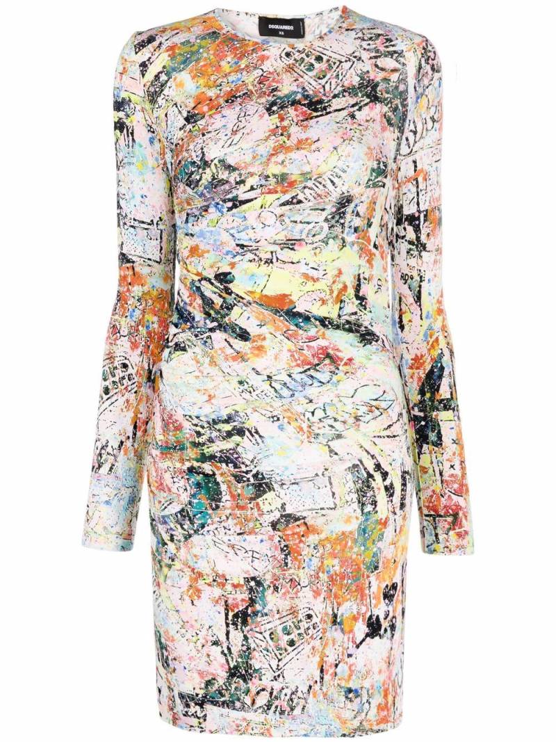 DSQUARED2 abstract-print long-sleeve dress - White von DSQUARED2